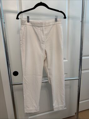Ann Taylor Cream curvy fit Straight-Leg Trousers